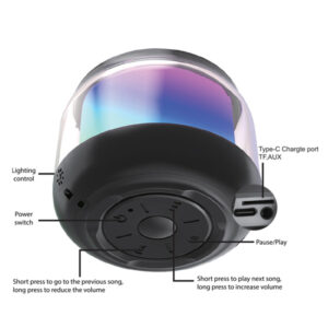 WAVEPOP – רמקול בלוטוס קומפקטי עם תאורת RGB (תמונה 3)